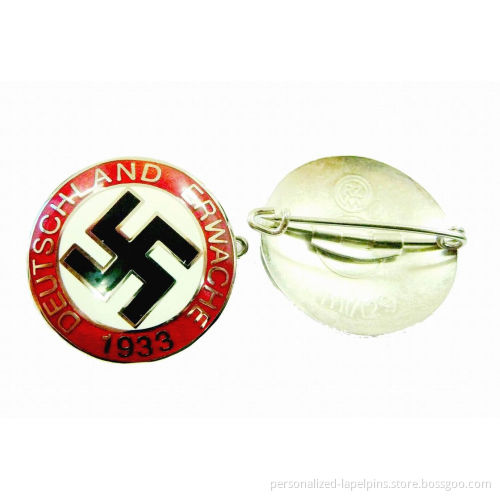 Germany Metal Brass Nickel Plated Glass Paint Metal Pin Badges For Promotional